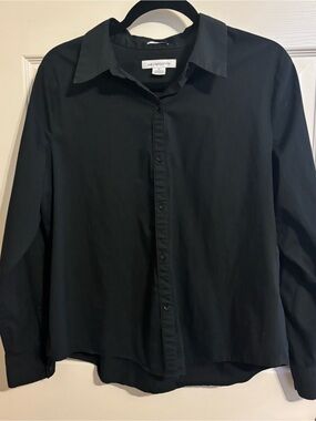 Liz Claiborne Black Stretch Button-Up Shirt